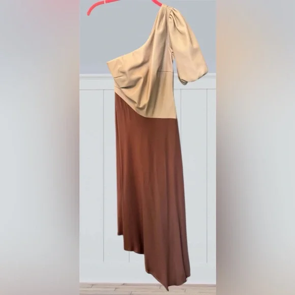 Anthropologie Asymmetrical One-Shoulder Dress faux leather NWT 2 - Picture 3 of 4